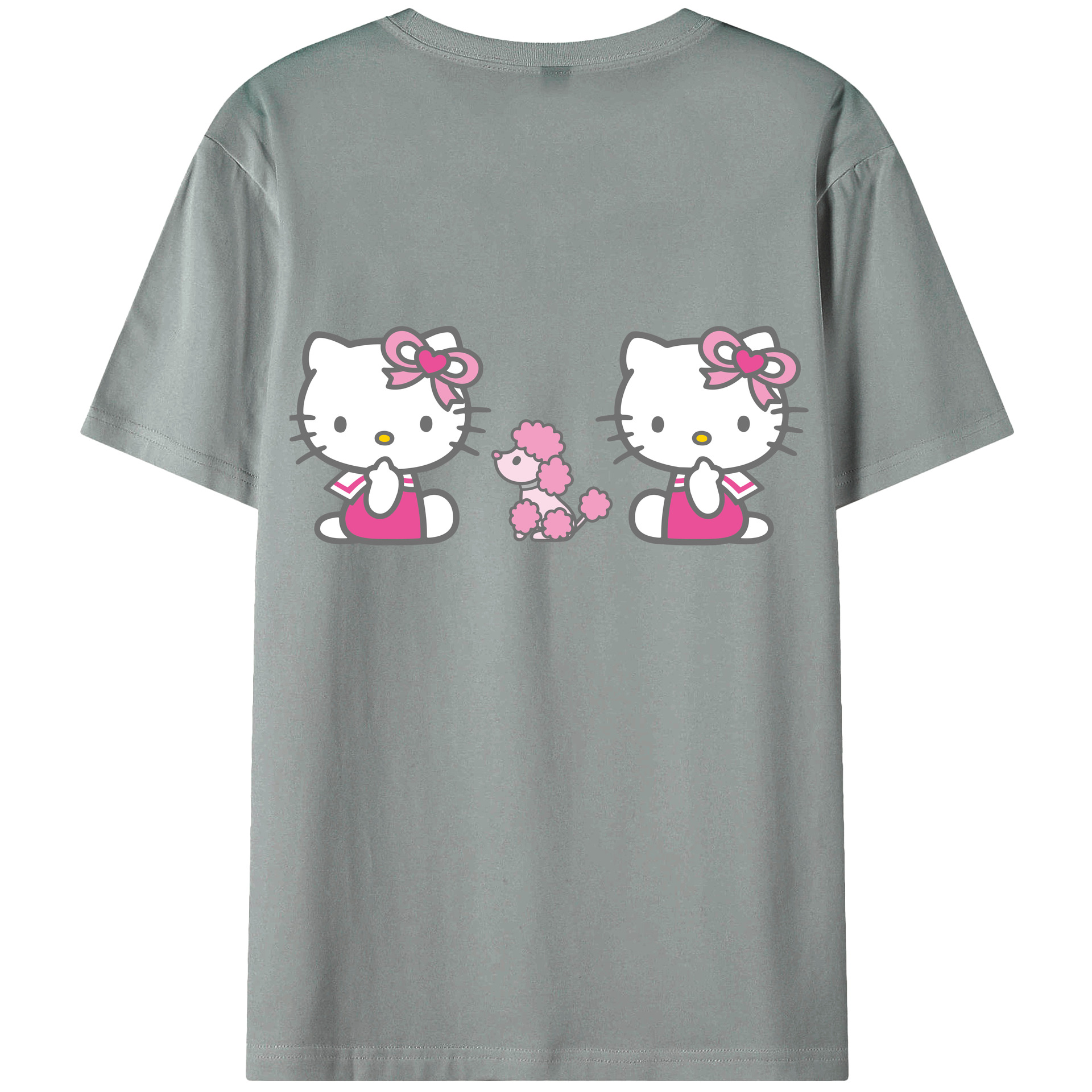 （画像用） Hello Kitty ハローキティ 綿100％ メンズ半袖Tシャツ（バックプリント） 通気性